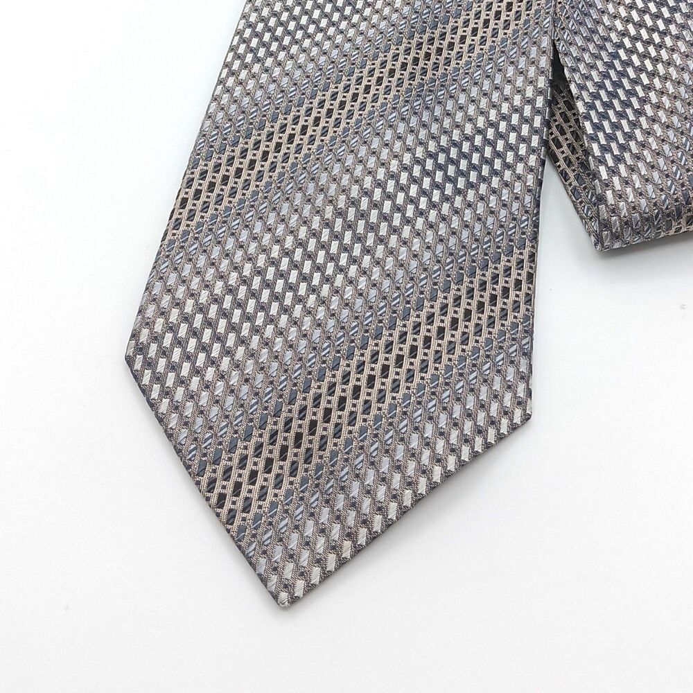 Kenneth Cole Reaction Silk Tie Mens 60” Gray Taupe Geometric Designer Wide New